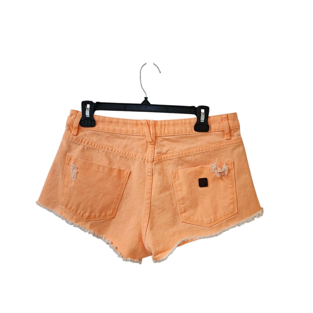 Roxy Bright Orange Diatressed Button Fly Jean Sho… - image 2